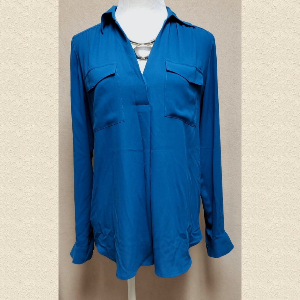 Ann Taylor Blue Collared Blouse